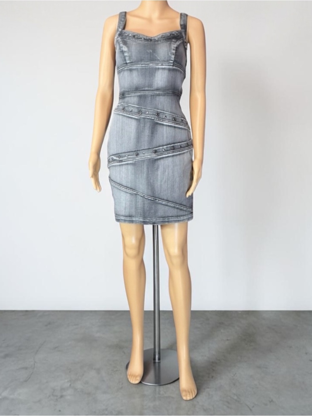 Boom Boom Jeans Charcoal Stone Washed Stretchy Mini Dress